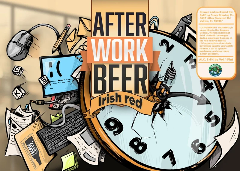 After Work Beer label artwork, Irish Red