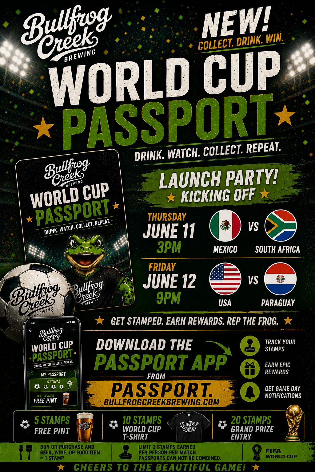 Bullfrog Creek Brewing World Cup Passport flyer